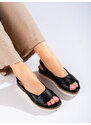 W. POTOCKI Luxusní dámské sandály černé na klínku
