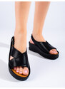W. POTOCKI Zajímavé dámské sandály černé na klínku