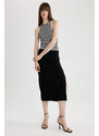 DEFACTO Straight Fit Normal Waist Ribbed Camisole Midi Skirt