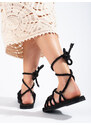 Women's braided tied sandals Shelvt black