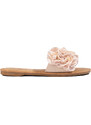 Beige women's slippers with Shelvt flowers