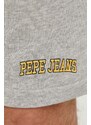 Bavlněné šortky Pepe Jeans August šedá barva, melanžové