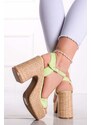 Ideal Světle zelené semišové sandály na hrubém podpatku Livana