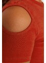 Trendyol Curve Cinnamon Corduroy Knitted Cut Out Detailed Blouse