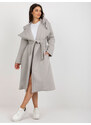 Fashionhunters Šedý dámský teplákový kabát s páskem