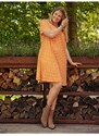 Oranžové dámské pruhované šaty s kapsami ONLY CARMAKOMA May - Dámské