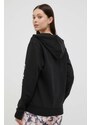 Bavlněná mikina adidas dámská, černá barva, s kapucí, s potiskem
