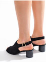 PK Stylové dámské černé sandály na širokém podpatku