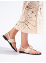 Luxusní sandály dámské hnědé bez podpatku