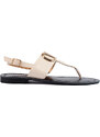 Luxusní sandály dámské hnědé bez podpatku