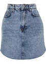 Trendyol Blue Asymmetrical High Waist Denim Skirt