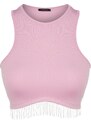 Trendyol Pink Crop Knitted Accessory Blouse