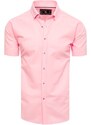Buďchlap Módní růžová jednobarevná košile s krátkým rukávem