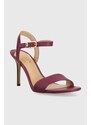 Kožené sandály Lauren Ralph Lauren Gwen fialová barva, 802836571004