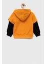 Dětská bavlněná mikina Guess oranžová barva, s kapucí, vzorovaná