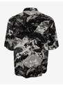 Černá pánská vzorovaná košile s příměsí lnu ONLY & SONS Bud - Pánské