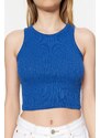 Trendyol Navy Blue-Green 2-Pack Fitted Crop Barbell Neck Ribbed Knitted Undershirt