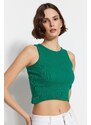 Trendyol Navy Blue-Green 2-Pack Fitted Crop Barbell Neck Ribbed Knitted Undershirt