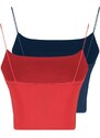Trendyol Navy Blue-Red 2-Pack Cotton Spaghetti Straps Crop, Stretchy Knit Undershirt