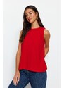 Trendyol Red Sleeveless Regular Crew Neck Knitted Blouse Crepe