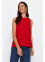 Trendyol Red Sleeveless Regular Crew Neck Knitted Blouse Crepe