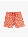 Koton Marine Shorts with Tie Waist Palm Printed Fishnet Lined.