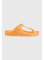 Žabky Birkenstock Gizeh dámské, oranžová barva, na plochém podpatku, 1025599