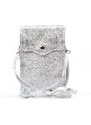Blaire Kožená mini kabelka Jessi na telefon stříbrná