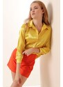 Bigdart 3964 Lightly Flowy Satin Shirt - Yellow