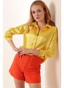 Bigdart 3964 Lightly Flowy Satin Shirt - Yellow