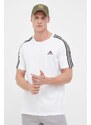 Bavlněné tričko adidas bílá barva, s aplikací