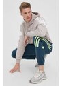 Mikina adidas Originals pánská, béžová barva, s kapucí, vzorovaná