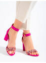 Fuchsia women's sandals with decorative Vinceza stones
