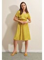 Bigdart 2378 Pletené šaty s výstřihem do V - Žlutá