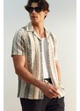 Trendyol Limited Edition Black Regular Fit Striped Textured Summer Shirt