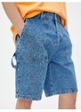 Koton Bermuda Denim Shorts with Stitching Detail, Pockets, Buttons, Cotton