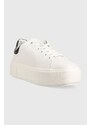 Kožené sneakers boty Calvin Klein SQUARED FLATFORM CUP bílá barva, HW0HW01775