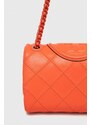 Kožená kabelka Tory Burch oranžová barva