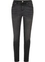 URBAN CLASSICS Ladies Mid Waist Skinny Jeans - black washed