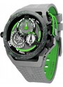 Černé pánské hodinky Mazzucato Watches s gumovým páskem RIM Monza Black / Green - 48MM Automatic