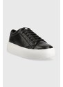Kožené sneakers boty Calvin Klein BUBBLE CUPSOLE LACE černá barva, HW0HW01778
