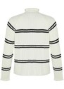 Trendyol Ecru Striped High Neck Knitwear Sweater