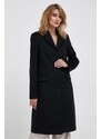 Vlněný kabát Calvin Klein černá barva, přechodný