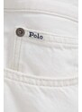Bavlněné šortky Polo Ralph Lauren bílá barva, hladké, high waist
