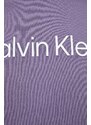 Bavlněná mikina Calvin Klein pánská, fialová barva, s kapucí, s aplikací