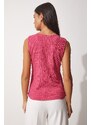 Happiness İstanbul Women's Pink Square Collar Knitted Blouse