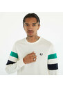 Pánské tričko FRED PERRY Panelled Sleeve LS T-shirt Ecru