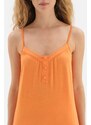 Dagi Orange Strap Button Detailed Viscose Pajama Set