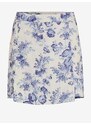 Modro-krémová dámská květovaná sukně/kraťasy VILA Porcelina - Dámské