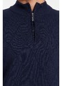 Trendyol Navy Blue Men's Slim Fit Half Turtleneck Zippered Cotton Smart Knitwear Sweater